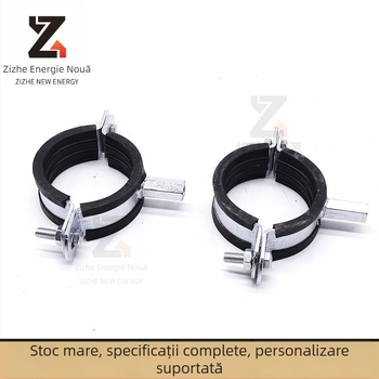 Colier de țevi robust cu garnitură din cauciuc pentru conducte de drenaj, suport metalic cu filet