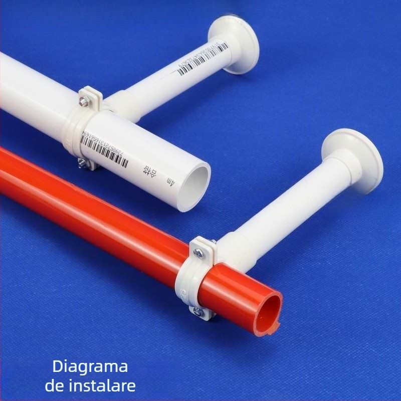 Colier PVC pentru conducte de apă și canalizare – clemă din plastic cu extensie, cu picioare lungi