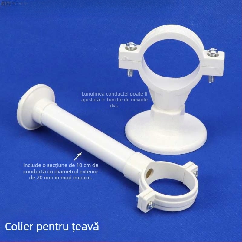 Colier PVC pentru conducte de apă și canalizare – clemă din plastic cu extensie, cu picioare lungi