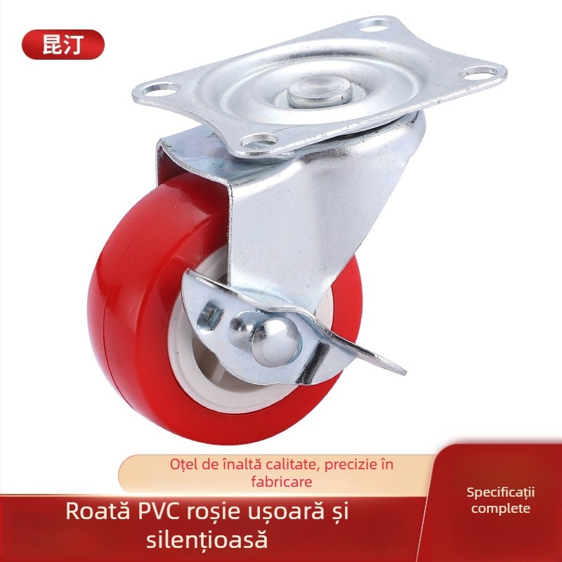 Roată pivotantă din PVC ușoară pentru mobilier, cu rulment dublu, structură din fier+PVC, design modern