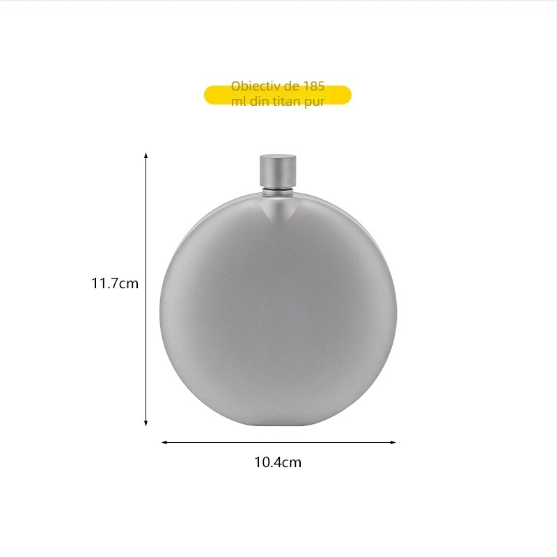 Snow Rock Flacon de vin din titan pur — rotund, compact și portabil pentru exterior, sigilat