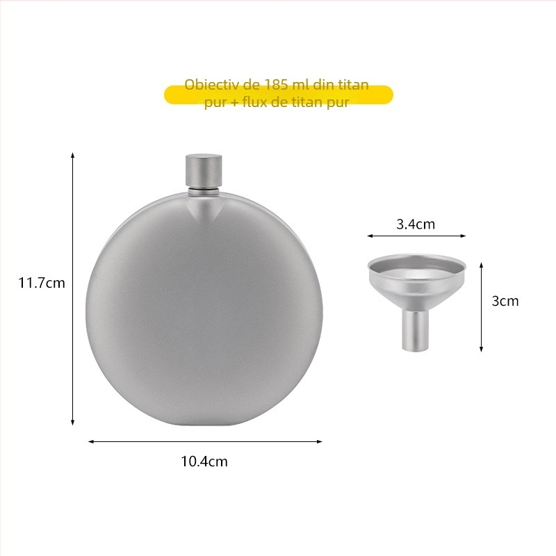 Snow Rock Flacon de vin din titan pur — rotund, compact și portabil pentru exterior, sigilat