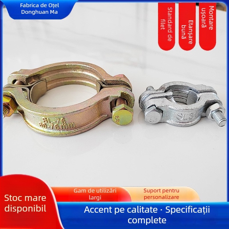 Colier pentru țevi din fontă maleabilă - marca SL, rezistent la temperaturi înalte, greu, cu spirală dublă, model SL400-SL1275