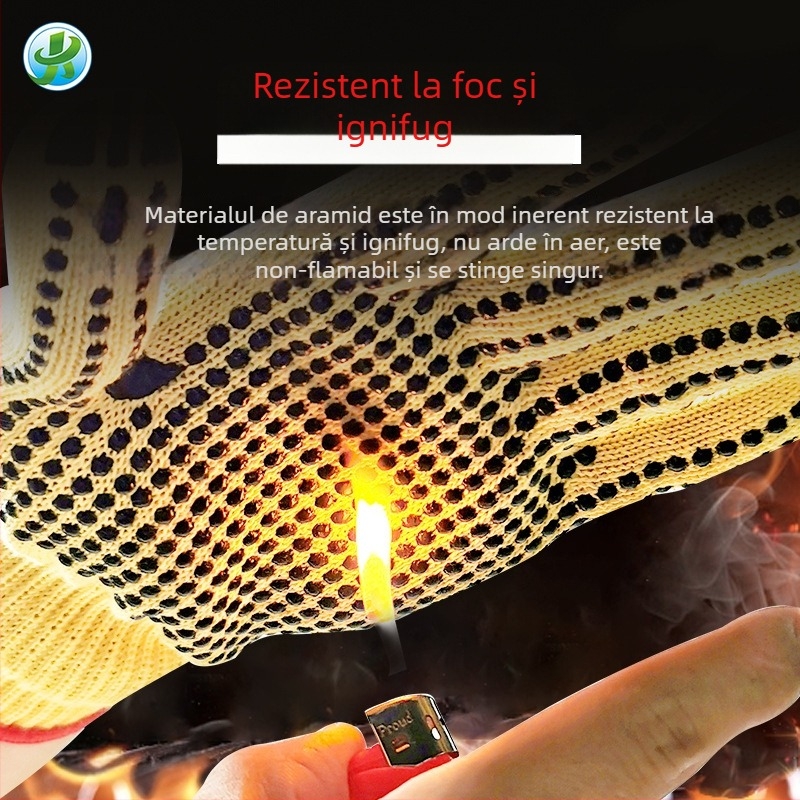 Mănuși Kevlar din aramidă-silikon cu puncte, izolație termică dublă, 200°C, antiderapante, rezistente la uzură, anti-tăiere