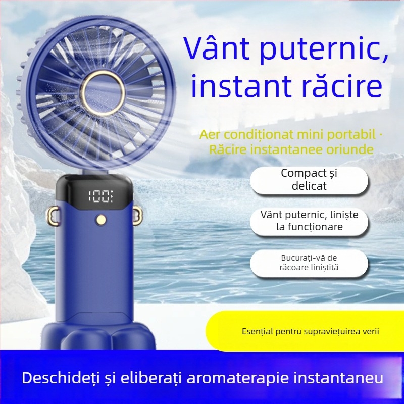 Ventilator de mână, material PP, silențios, pentru studenți, călătorii, birou, internat, călătorii de afaceri