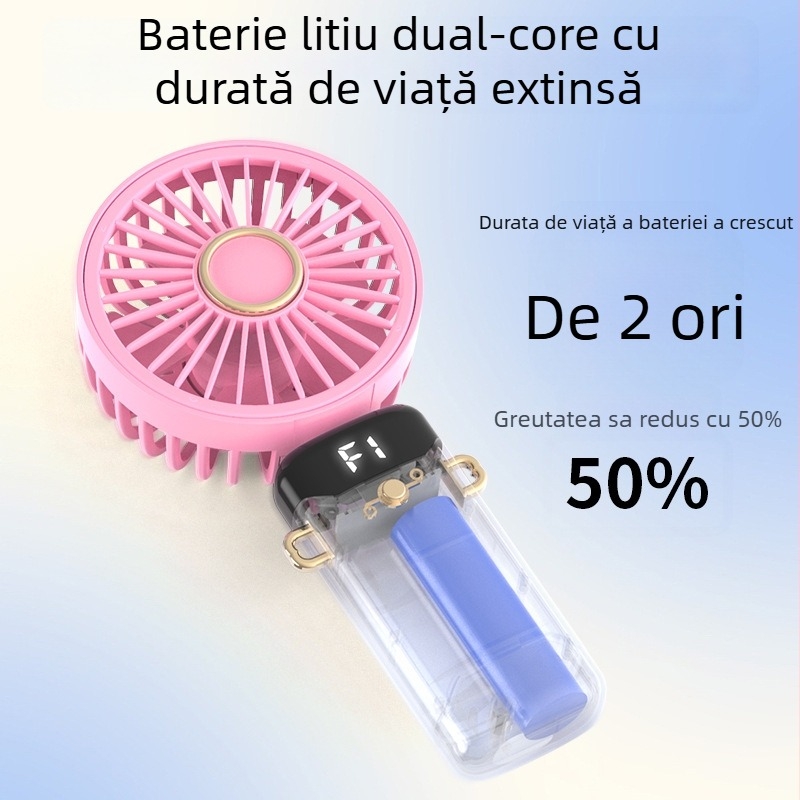 Ventilator de mână, material PP, silențios, pentru studenți, călătorii, birou, internat, călătorii de afaceri