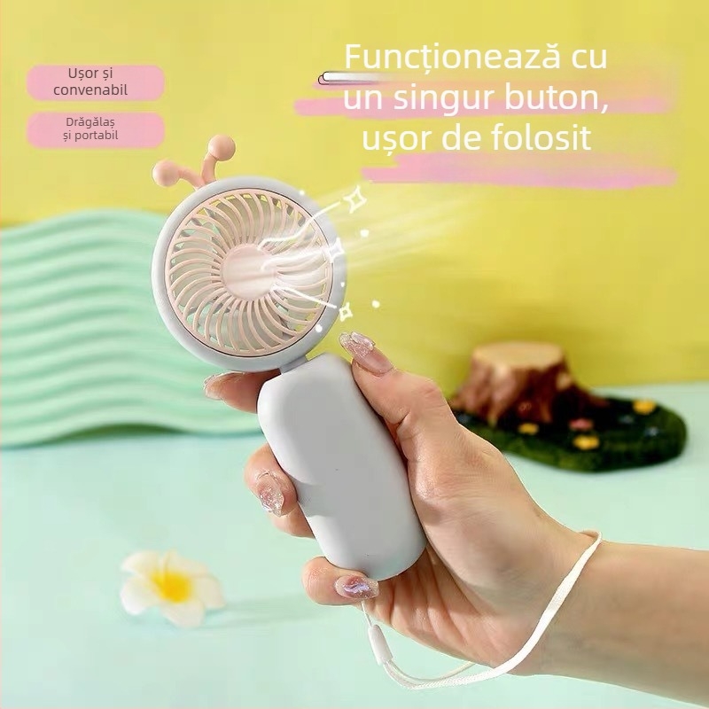 Ventilator USB de mână – corp din plastic, multifuncțional, ideal pentru birou și călătorii