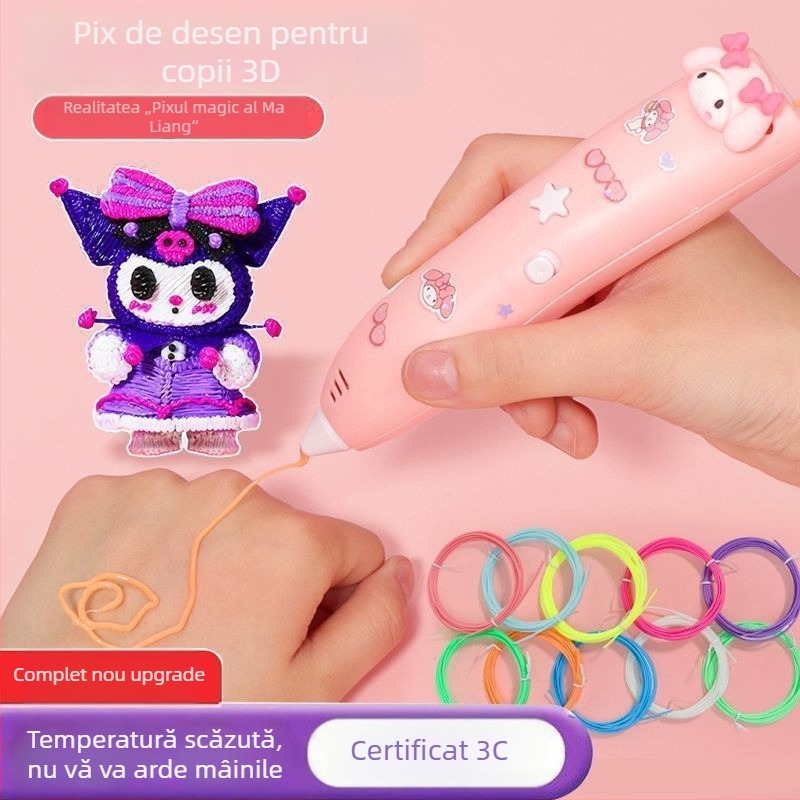 Creion 3D pentru copii, cu temperatură scăzută, vârf de pensulă