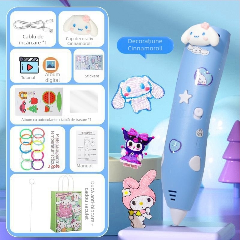 Creion 3D pentru copii, cu temperatură scăzută, vârf de pensulă