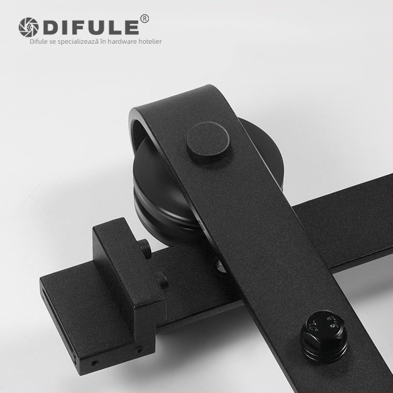 Sistem plin pentru ușă glisantă tip hambar: șină și role, model DFL-GC001, material oțel carbon, finisaj electroforetic, încărcare maximă 150 kg, potrivit pentru uși de hambar, birou, bucătărie