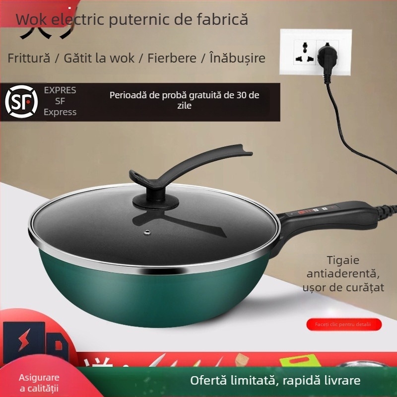 Wok electric Christie’s JSD-A2T32, 220V, 1800W, antiaderent, multifuncțional pentru uz casnic