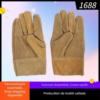 Mănuși pentru sudură, scurte, din piele de vițel, anti-arzuri, izolație moale, velur, rezistente la uzură (Material: Piele de vițel; Utilizare: Sudură; Izolație)