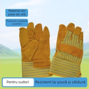 Mănuși de sudură din piele de vițel, palmă întreagă, rezistente la abraziune și anti-arsuri