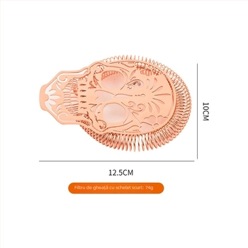 Filtru de gheață pentru cocktailuri, oțel inoxidabil, design schelet cu cap gol, 12,5×10 cm, 74 g