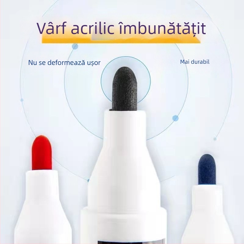 Marker lichid pentru tablă albă, capacitate mare, șterge ușor fără urme, vârf 1,8 mm, negru, pentru profesori