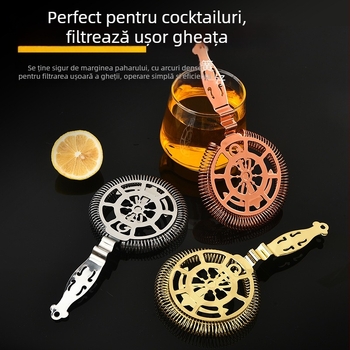 Filtru pentru cocktail din oțel inoxidabil 304, dimensiuni 19.5×10, greutate 89 g, stil modern minimalist