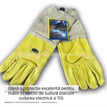 Mănuși de sudură din piele de vită – rezistente la uzură și ignifuge, potrivite pentru sudură electrică și sudură cu arc argon