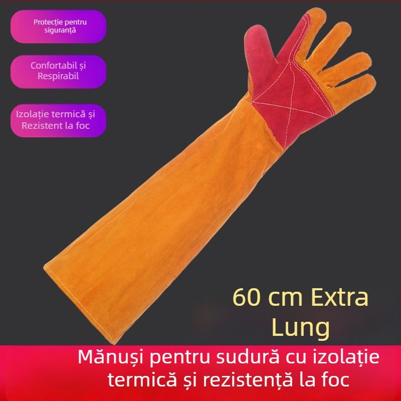 Mănuși de sudură, piele de vițel, rezistente la temperaturi înalte, izolație dublă, pentru sudură, sudură cu gaze, brazare, lipire