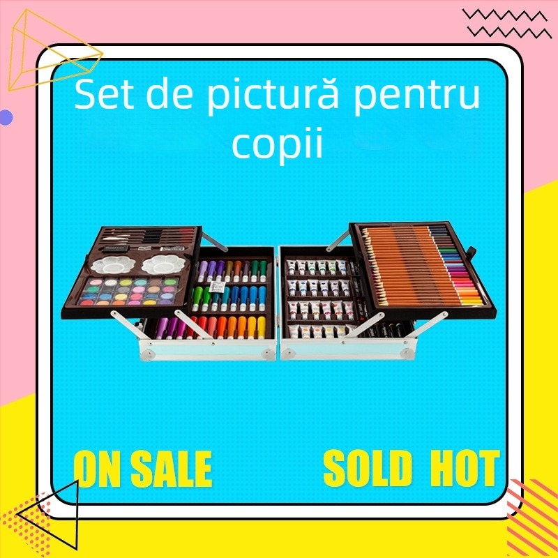 Set de markere acuarelă pentru copii, 145 de bucăți într-o cutie din aluminiu, TOUCH CHENJI