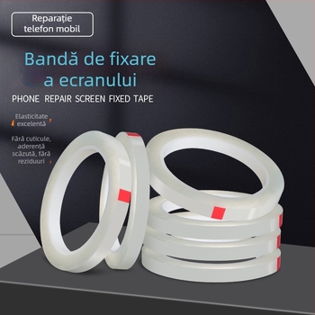 Bandă de poziționare pentru fixare precisă a pieselor metalice; bază PET; grosime 0,05 mm; adeziv poliester-cauciuc; interval de temperatură -10 la 70 °C.