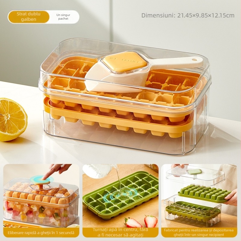 Formă pătrată pentru cuburi de gheață - din PP plastic, eliberare ușoară, opțiune de personalizare