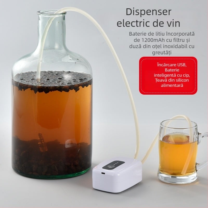 Pompa electrică pentru extracția vinului cu filtru și separator, dispozitiv compact, automat