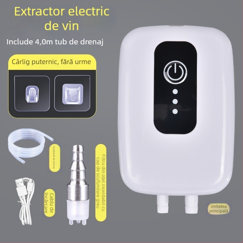 Pompa electrică pentru extracția vinului cu filtru și separator, dispozitiv compact, automat