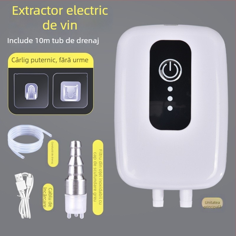 Pompa electrică pentru extracția vinului cu filtru și separator, dispozitiv compact, automat