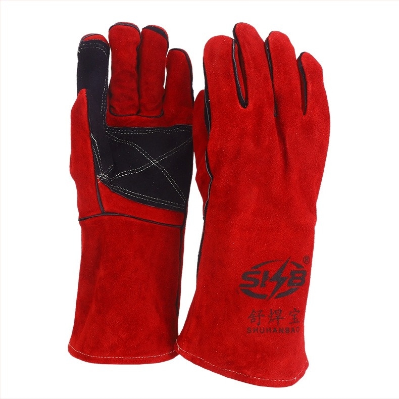 Mănuși de sudură - din piele de vită, cu două straturi, rezistente la uzură, la temperaturi înalte, cu aderență anti-alunecare