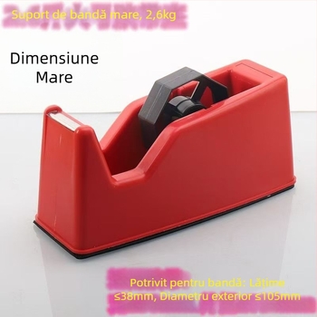 Dispenser transparent pentru bandă și suport, PP, pentru birou, diametru ax 1.2–1.8 cm, lățime bandă până la 28 mm