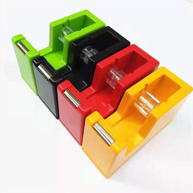 Dispenser transparent pentru bandă și suport, PP, pentru birou, diametru ax 1.2–1.8 cm, lățime bandă până la 28 mm