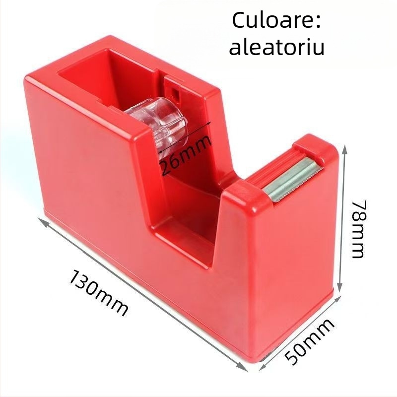 Dispenser transparent pentru bandă și suport, PP, pentru birou, diametru ax 1.2–1.8 cm, lățime bandă până la 28 mm