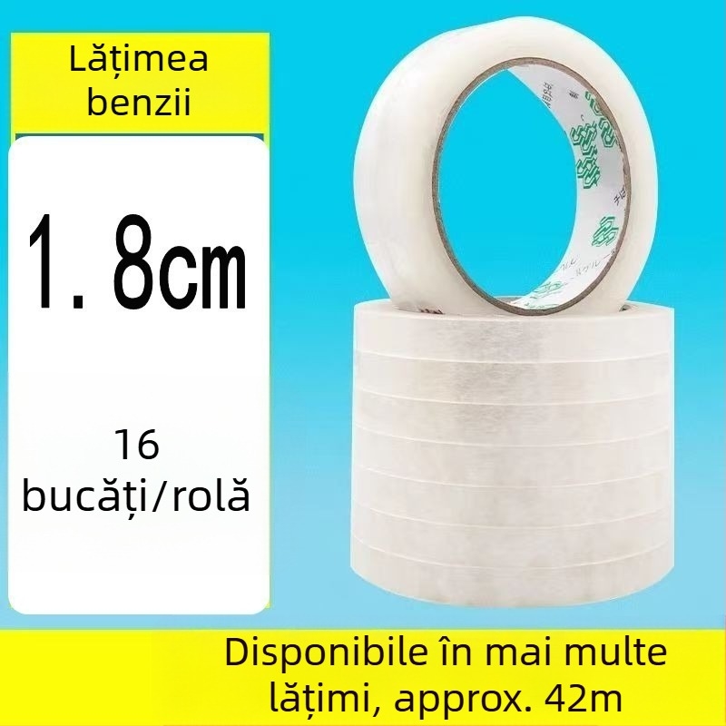 Dispenser transparent pentru bandă și suport, PP, pentru birou, diametru ax 1.2–1.8 cm, lățime bandă până la 28 mm