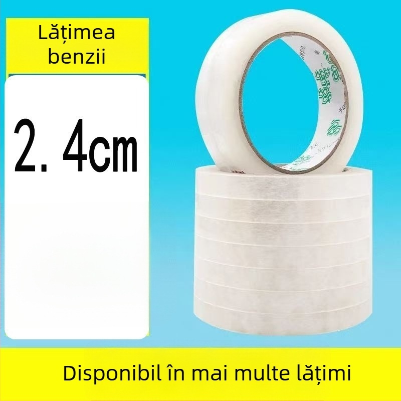 Dispenser transparent pentru bandă și suport, PP, pentru birou, diametru ax 1.2–1.8 cm, lățime bandă până la 28 mm