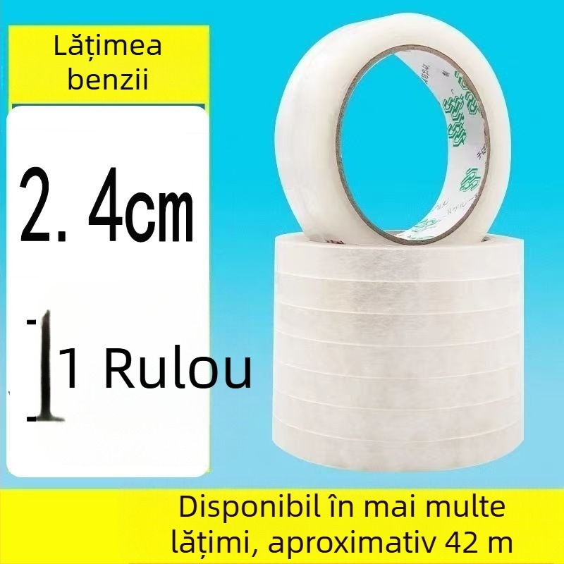 Dispenser transparent pentru bandă și suport, PP, pentru birou, diametru ax 1.2–1.8 cm, lățime bandă până la 28 mm