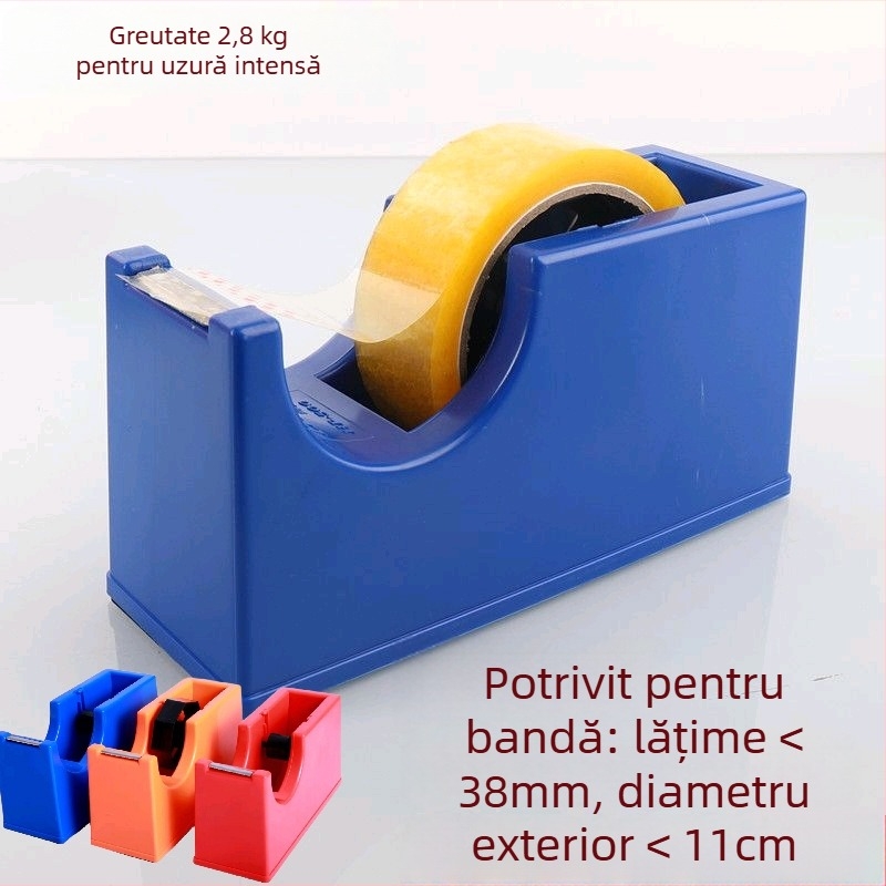 Dispenser transparent pentru bandă și suport, PP, pentru birou, diametru ax 1.2–1.8 cm, lățime bandă până la 28 mm