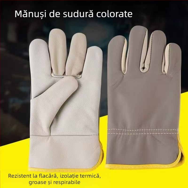 Mănuși de sudură din piele de vițel, rezistente la uzură, protecție pentru sudură electrică