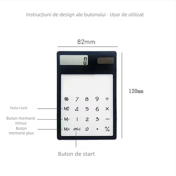 Calculator aritmetic cu ecran tactil transparent, ultra-subțire, alimentare solară, 8 cifre pe afișaj, imprimare logo personalizată, cadou de afaceri