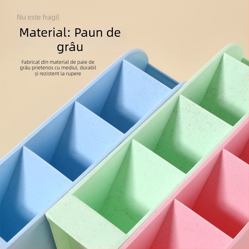 Suport pentru pixuri – Transparent, plastic PP, design înclinat cu mai multe compartimente, organizator de birou, imprimare logo, personalizare