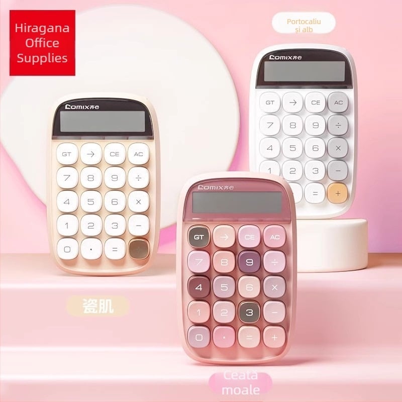 Calculator cu ecran mare de 12 cifre, tastatură antiderapantă, taste cu senzație mecanică, alimentat cu baterie AA