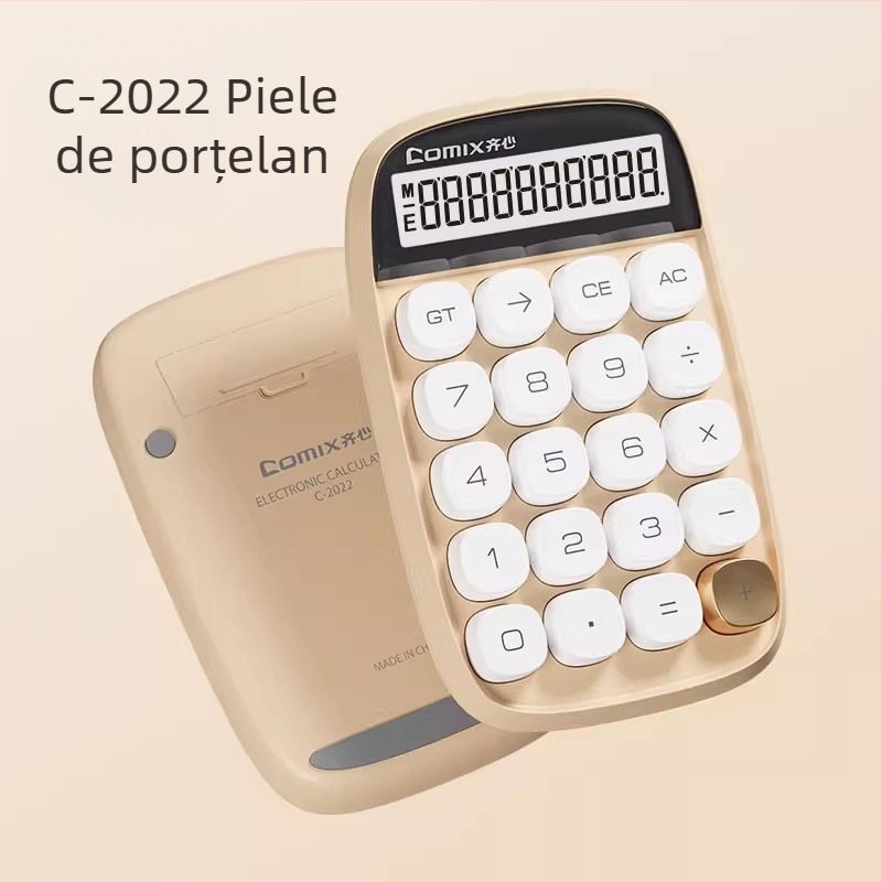 Calculator cu ecran mare de 12 cifre, tastatură antiderapantă, taste cu senzație mecanică, alimentat cu baterie AA