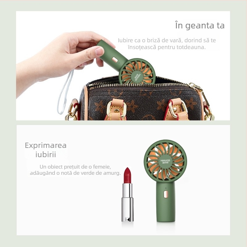 Hyenas HANASS H2 mini ventilator de mână, ABS material, stil proaspăt și portabil, potrivit pentru studenți, călătorii și deplasări de afaceri