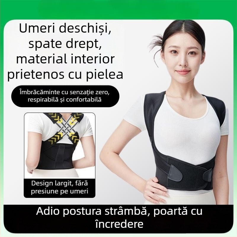 Curea de corecție a posturii pentru adulți – curea cu trei curele, design semilună, material poliester, model 005, potrivită pentru toate sezoanele