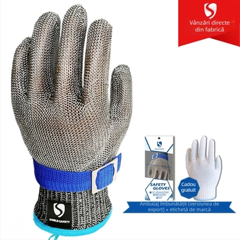 Mănuși de unică folosință din sârmă de oțel, protecție la tăiere nivel 5, cod produs Jkf540702819010