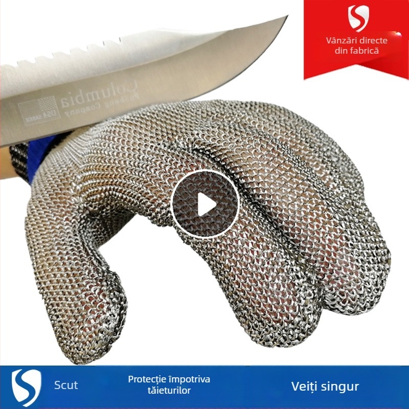 Mănuși de unică folosință din sârmă de oțel, protecție la tăiere nivel 5, cod produs Jkf540702819010