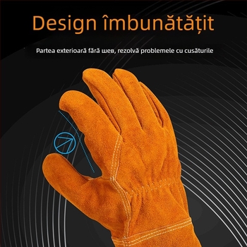 Mănuși de sudură din piele de vacă, rezistente la temperaturi înalte, anti arsuri, izolație termică, rezistente la uzură