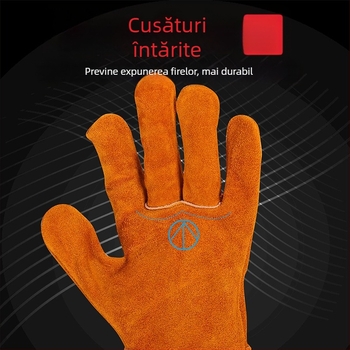 Mănuși de sudură din piele de vacă, rezistente la temperaturi înalte, anti arsuri, izolație termică, rezistente la uzură