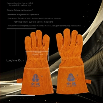 Mănuși de sudură din piele de vacă, rezistente la temperaturi înalte, anti arsuri, izolație termică, rezistente la uzură