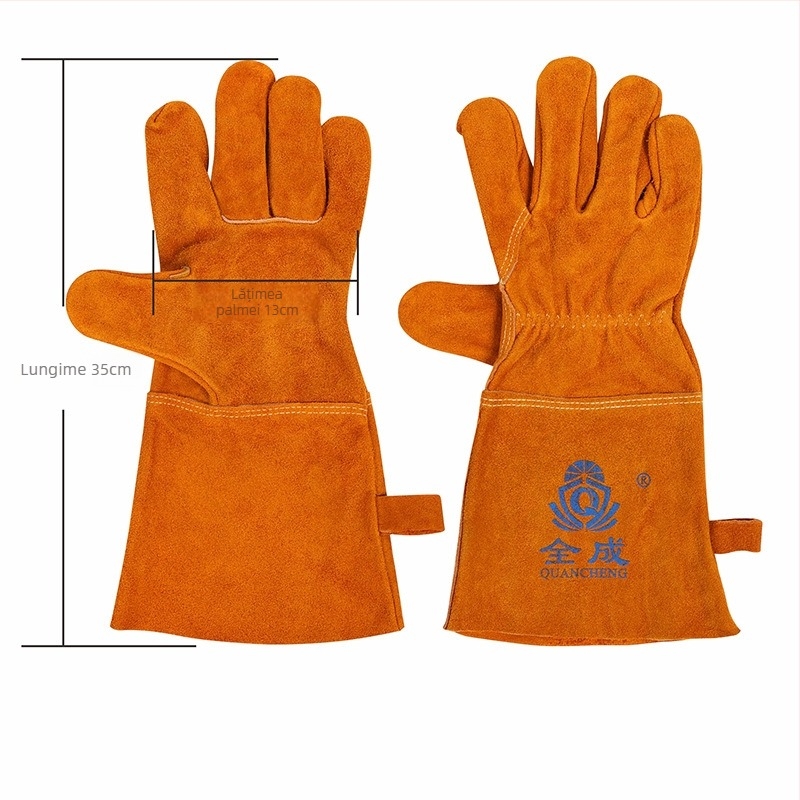 Mănuși de sudură din piele de vacă, rezistente la temperaturi înalte, anti arsuri, izolație termică, rezistente la uzură