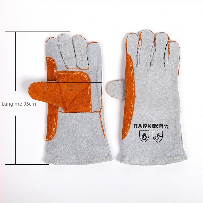 Mănuși de sudură din piele de vacă, rezistente la temperaturi înalte, anti arsuri, izolație termică, rezistente la uzură